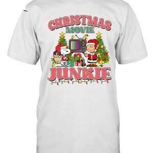 Christmas Movie Junkie Funny Holiday Festive Film Lover Graphic T-Shirt 86